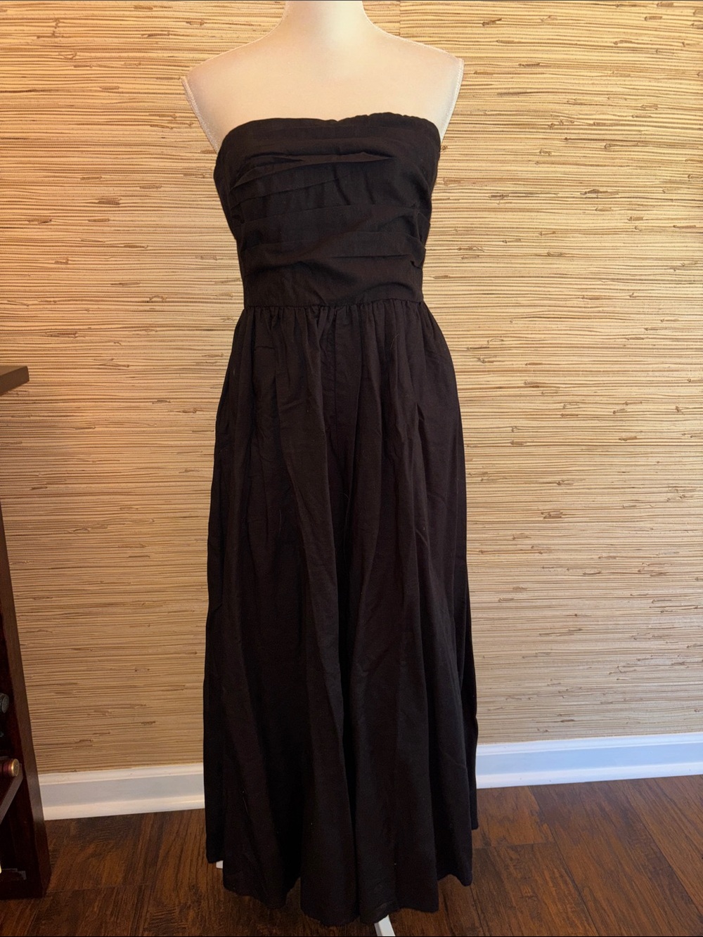 Banana republic Strapless Black Maxi linen blend beach wedding  Dress 10 T nwt!